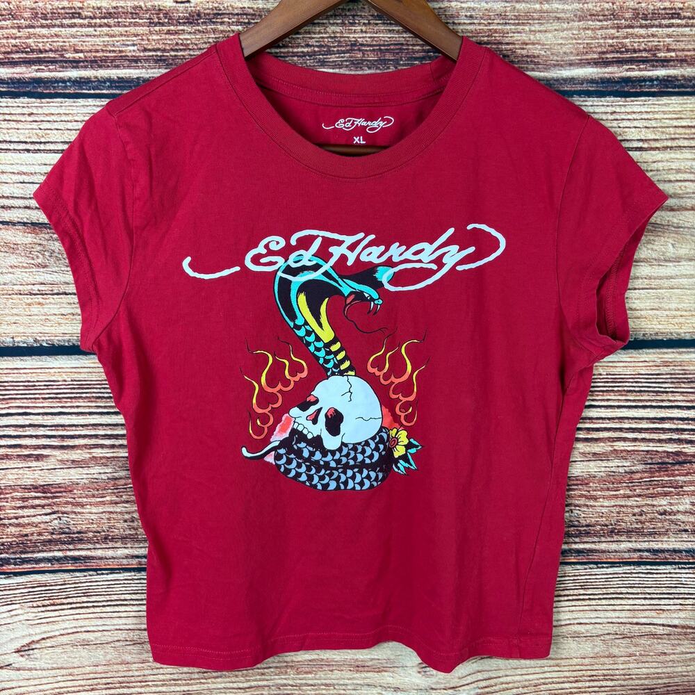 Y2k Ed Hardy Designs Short Sleeve Baby Tee